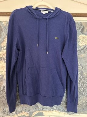 Lacoste Indigo Hooded Pullover Sweatshirt Size Small